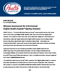 Digital Health Awards Winners News Release